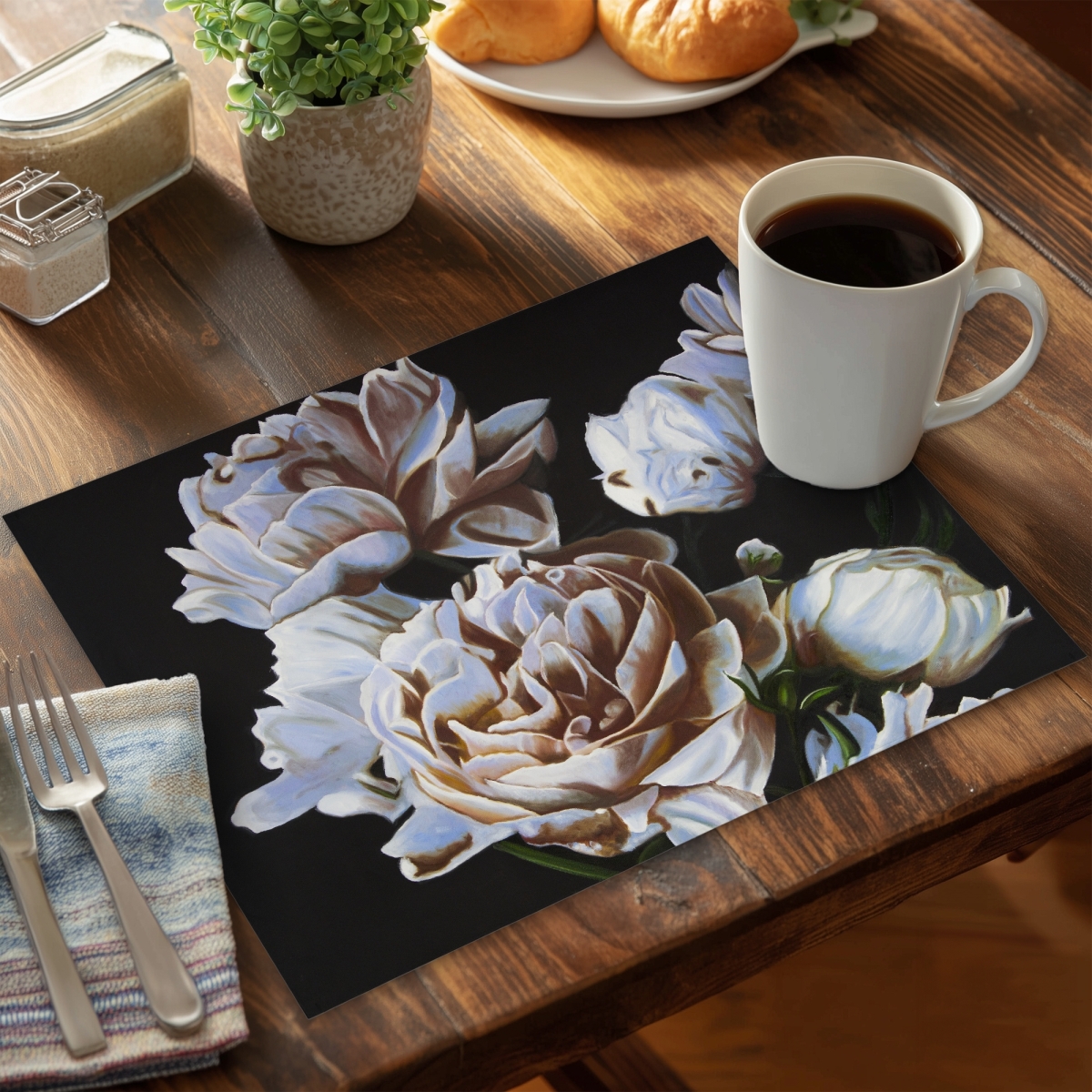 Picture of Begin Home Decor C4PP1418IXD4J5 14 x 18 in. Peonies Polyester Placemat - Elegant Home Decor Accent - Set of 4