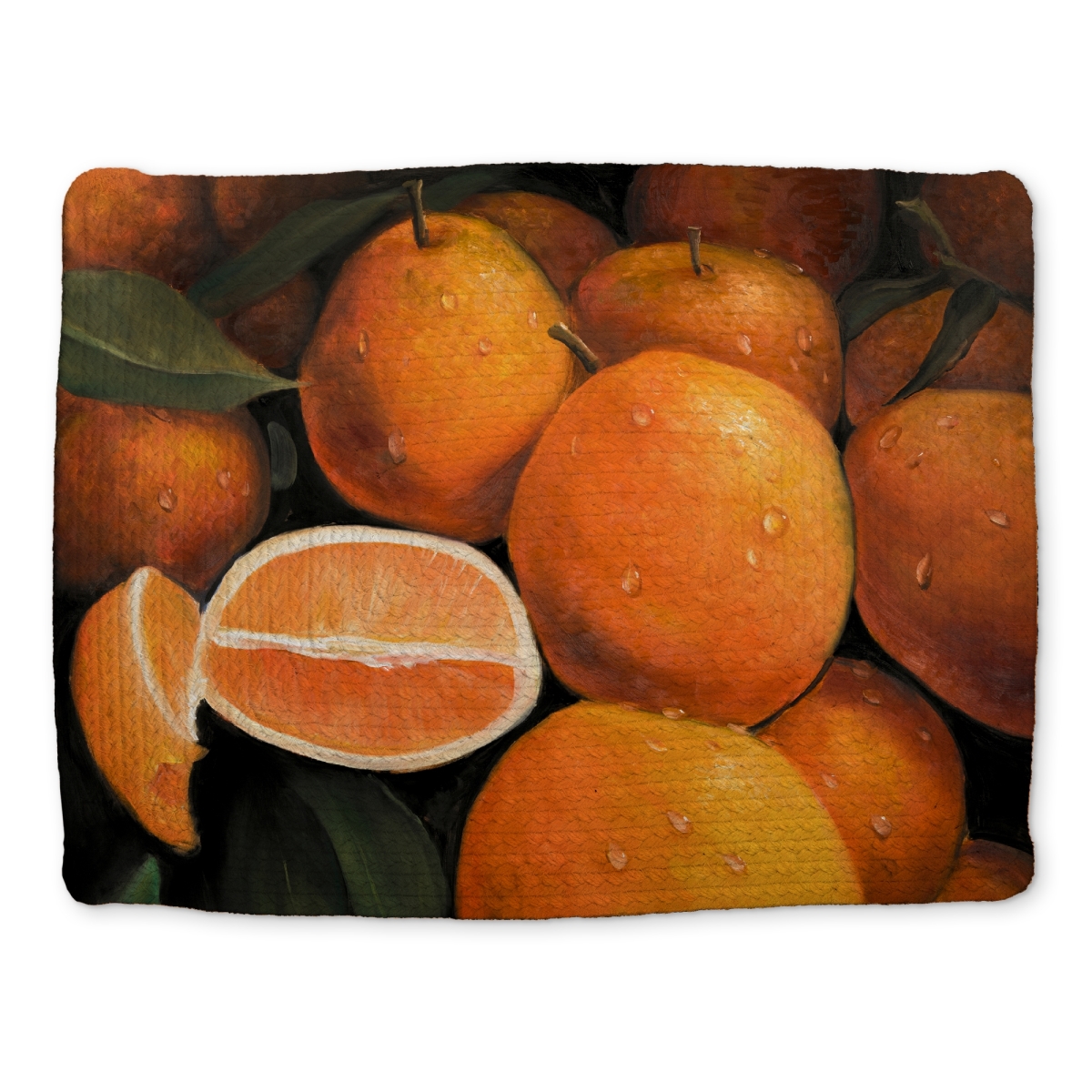 Picture of Begin Home Decor CBPM1418RP06MN 14 x 18 in. Gastronomy Green Braided Placemat - Fresh Oranges Design