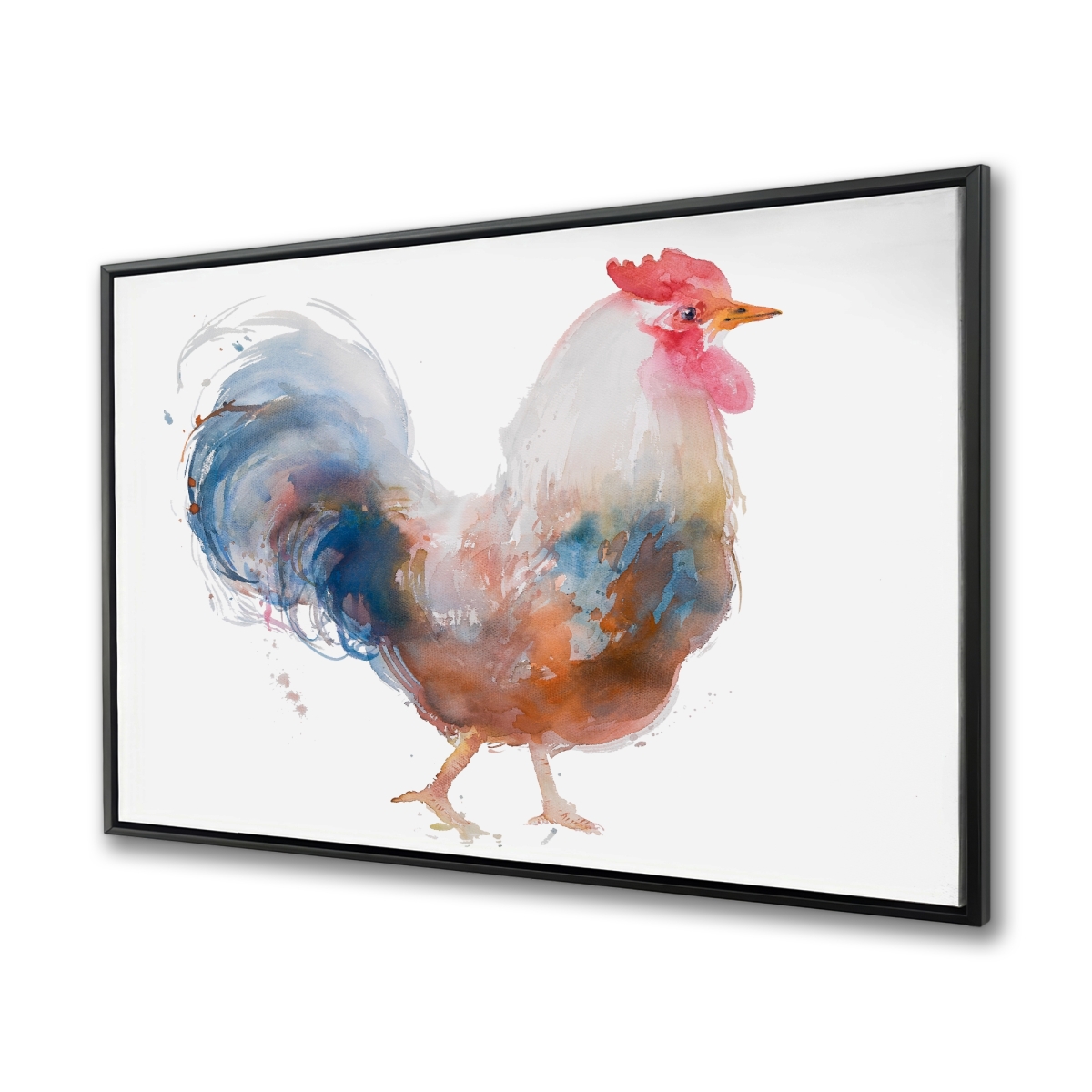 C1FC3648DS16LX 36 x 48 in. Watercolor Rooster - Brown Animals Framed Canvas Decor