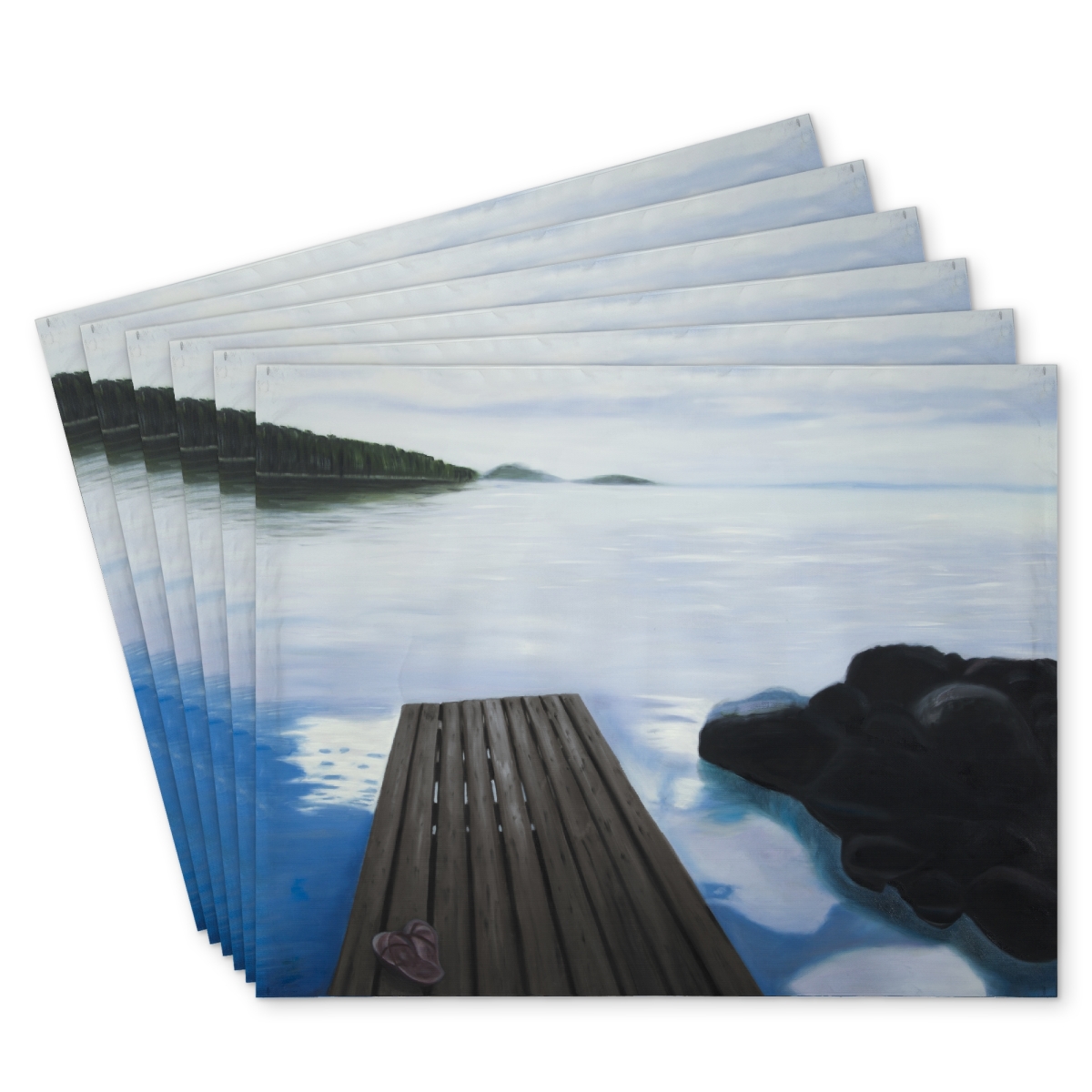 Picture of Begin Home Decor C6PP14180COTIL 14 x 18 in. Evening on the Dock Polyester Placemat - Home Decor Essential - Set of 6