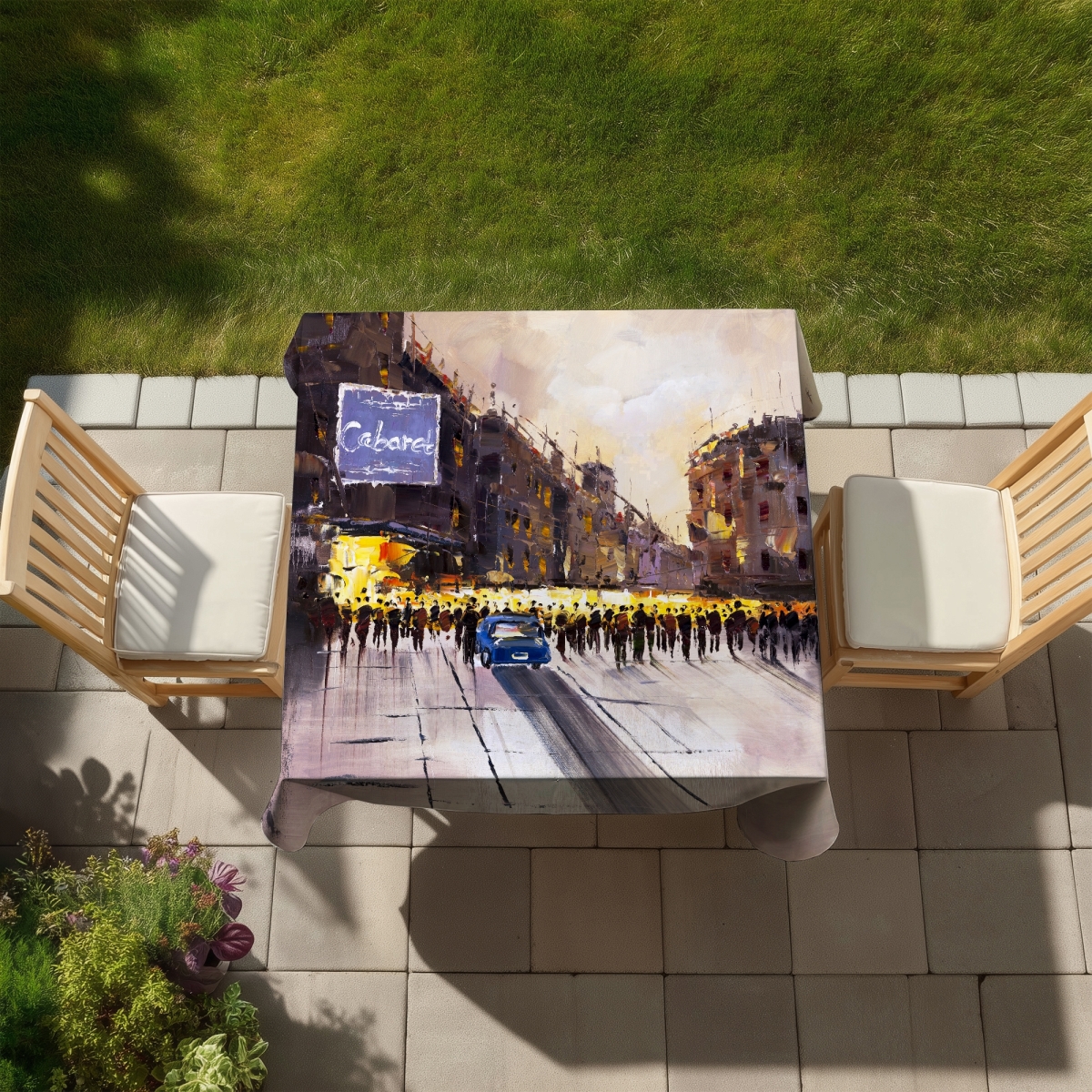 Picture of Begin Home Decor C1TC58588TE179 58 x 58 in. Ready for the Show - Yellow Indoor Outdoor Tablecloth - Home Decor