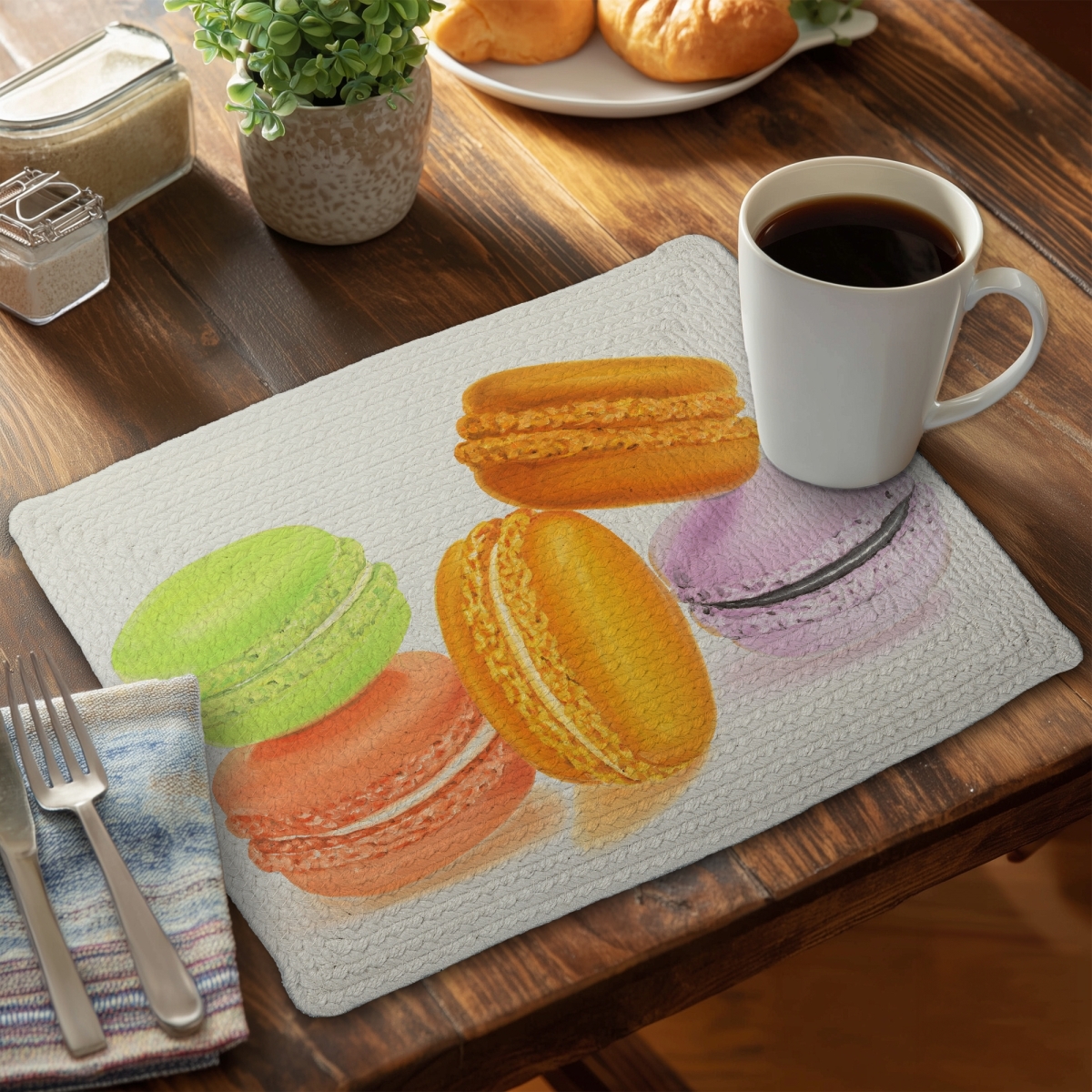 Picture of Begin Home Decor CBPM1418CU7SID 14 x 18 in. Small Bites of Macaroons Placemat - Hyperrealist Kitchen Decor