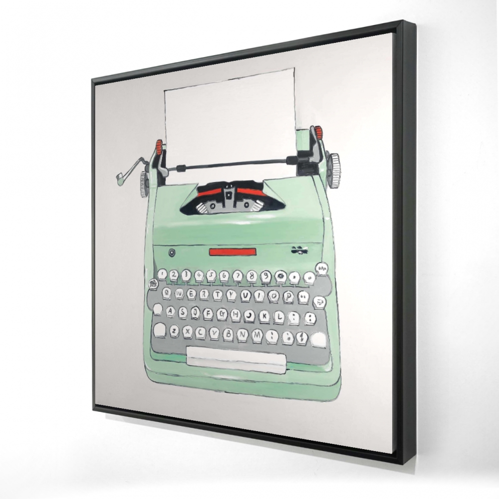 2081-2424-MI72-1 24 x 24 in. Mint Typewriter Framed Canvas - Retro Neo Home Decor Art