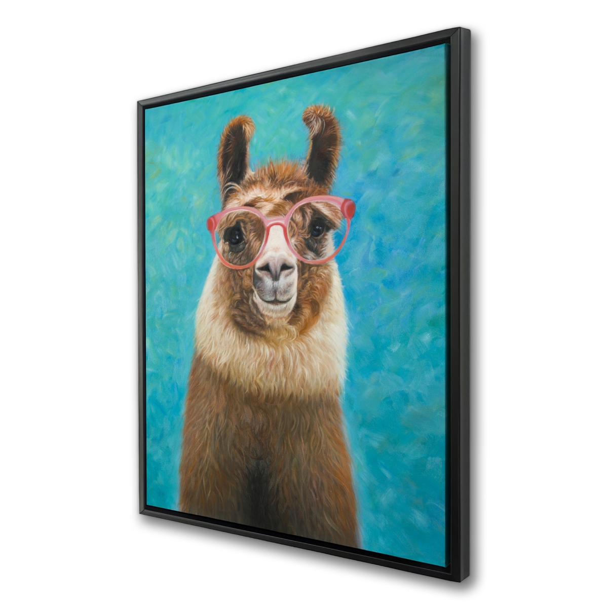 C1FC3648DQQ4NZ 36 x 48 in. Lovable Llama - Farm Animals Brown Framed Canvas Decor
