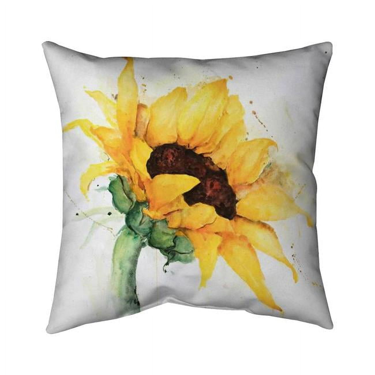 20 x 20 in. Watercolor Sunflower with Paint Splash-Double Sided Print Indoor Pillow