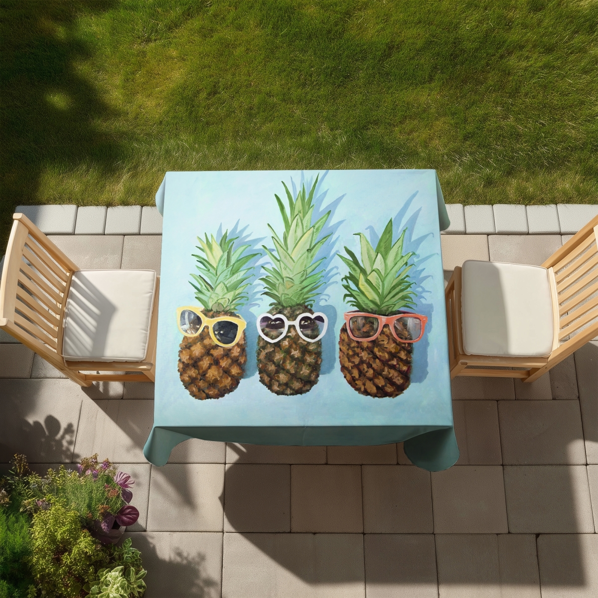 Picture of Begin Home Decor C1TC5858GU269S 58 x 58 in. Summer Pineapples Tablecloth - Indoor & Outdoor Home Decor