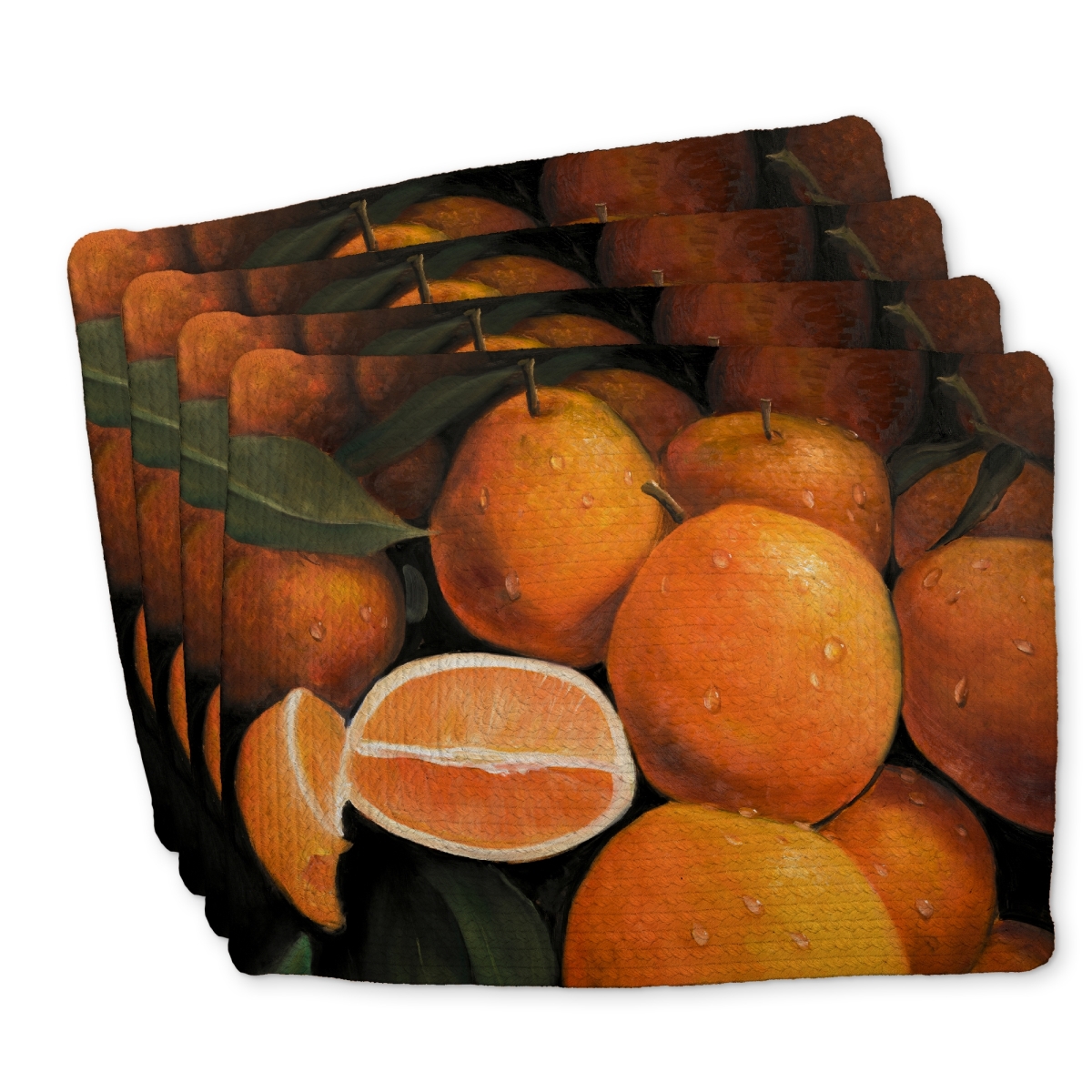 Picture of Begin Home Decor C4BP1418Q3DWCG 14 x 18 in. Fresh Oranges Braided Polyester Placemat for Home Decor - Set of 4