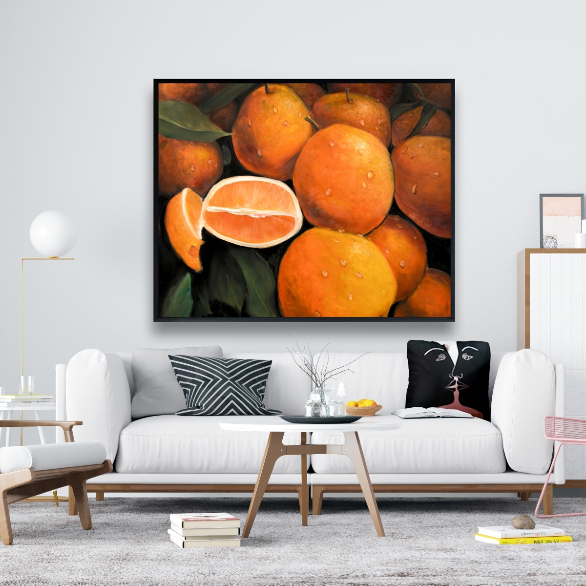 C1FC4860FCUK9N 48 x 60 in. Fresh Oranges - Food Kitchen Framed Canvas for Home Decor