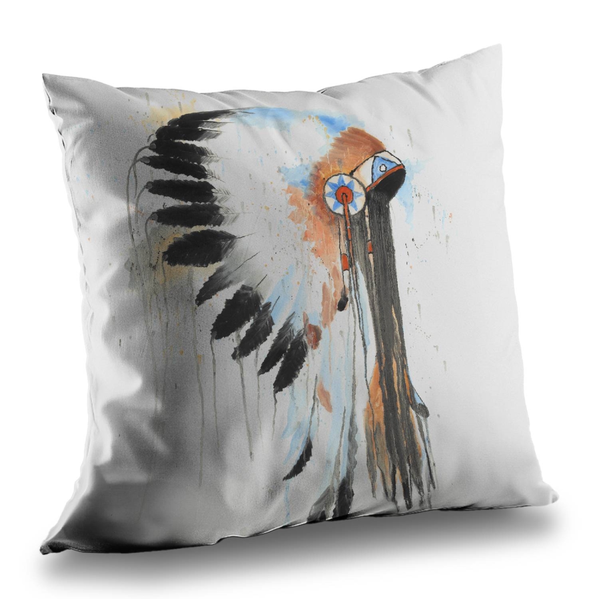 C1PT1414GM6403 14 x 14 in. Indian War Bonnet Black Poly Twill Throw Pillow Insert - Home Decor