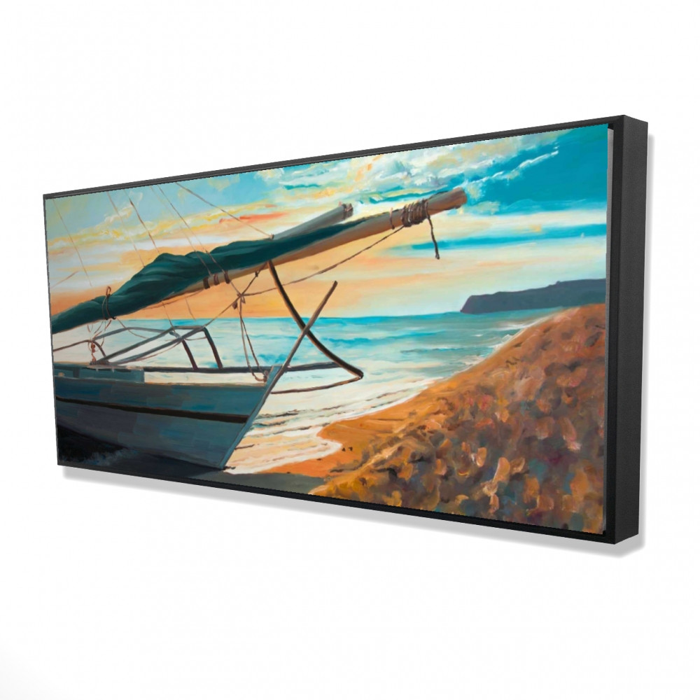 2081-2448-CO158 24 x 48 in. Peaceful Seaside - Exotic Beach Framed Canvas for Home Decor