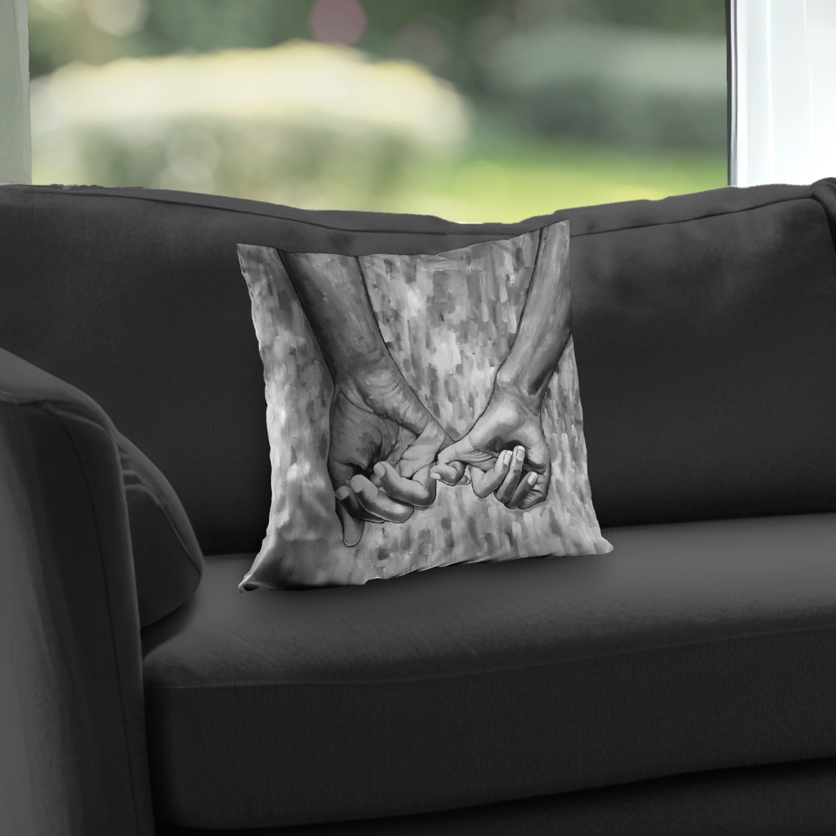 C1PC1414UKSNU4 14 x 14 in. Connected Gray Monochrome Poly Twill Throw - Home Decor