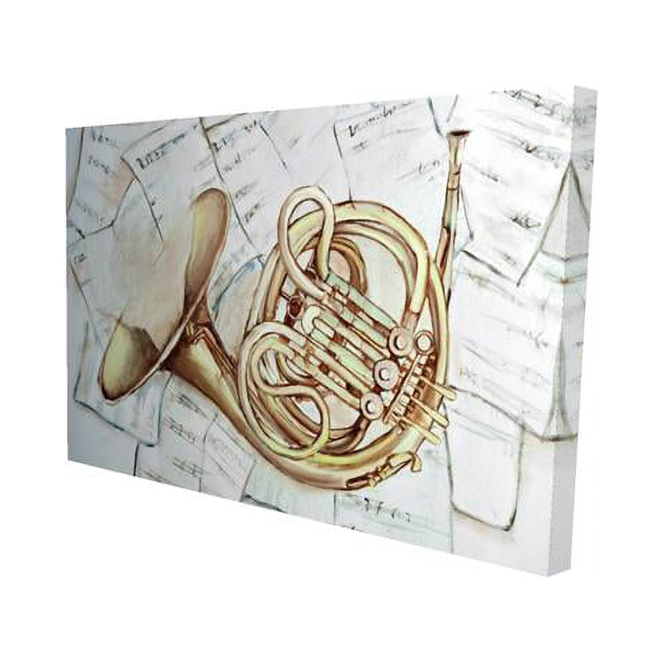 2080-2030-MU43 20 x 30 in. Horn on Music Sheet-Print on Canvas