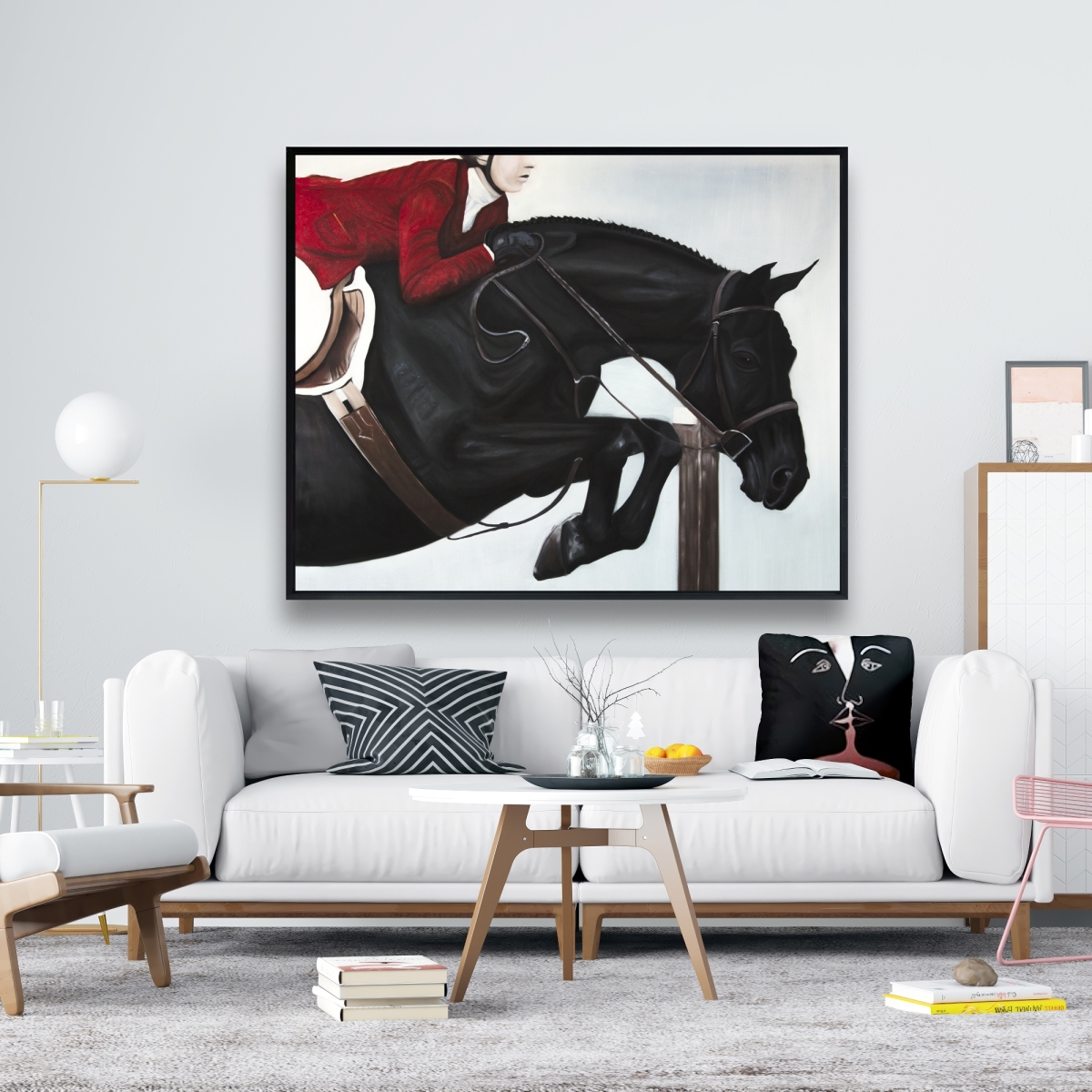 C1FC4860GLM93H 48 x 60 in. Riding Competition - Red Man Cave Framed Canvas for Home Decor