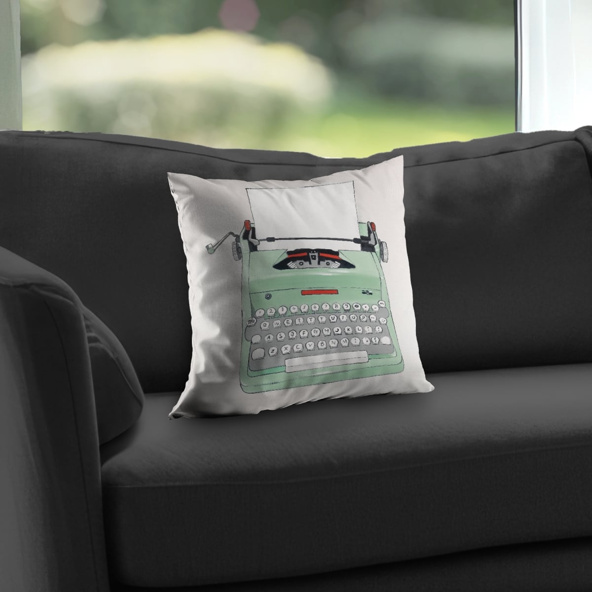 C1PT1414BPV0X7 14 x 14 in. Mint Typewriter Poly Twill Throw Pillow Insert for Home Decor