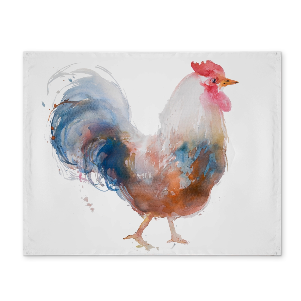 Picture of Begin Home Decor CPPM1418ECG60N 14 x 18 in. Watercolor Rooster Placemat - Blue Farm Animal Home Decor