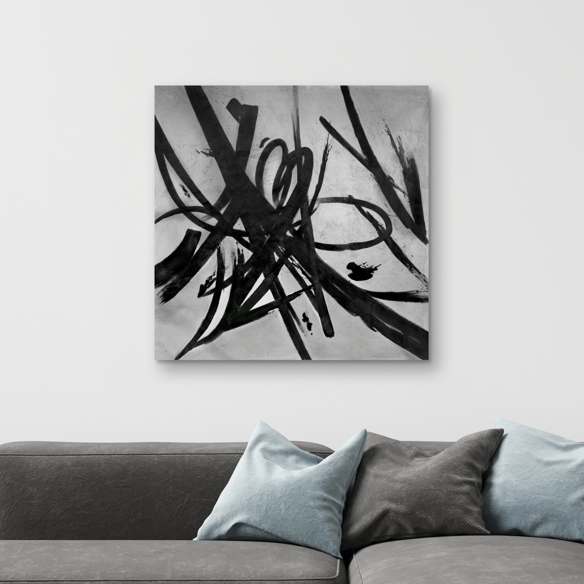 C1RC32327T44L8 32 x 32 in. Circular Strokes - Man Cave Black Canvas Home Decor Art