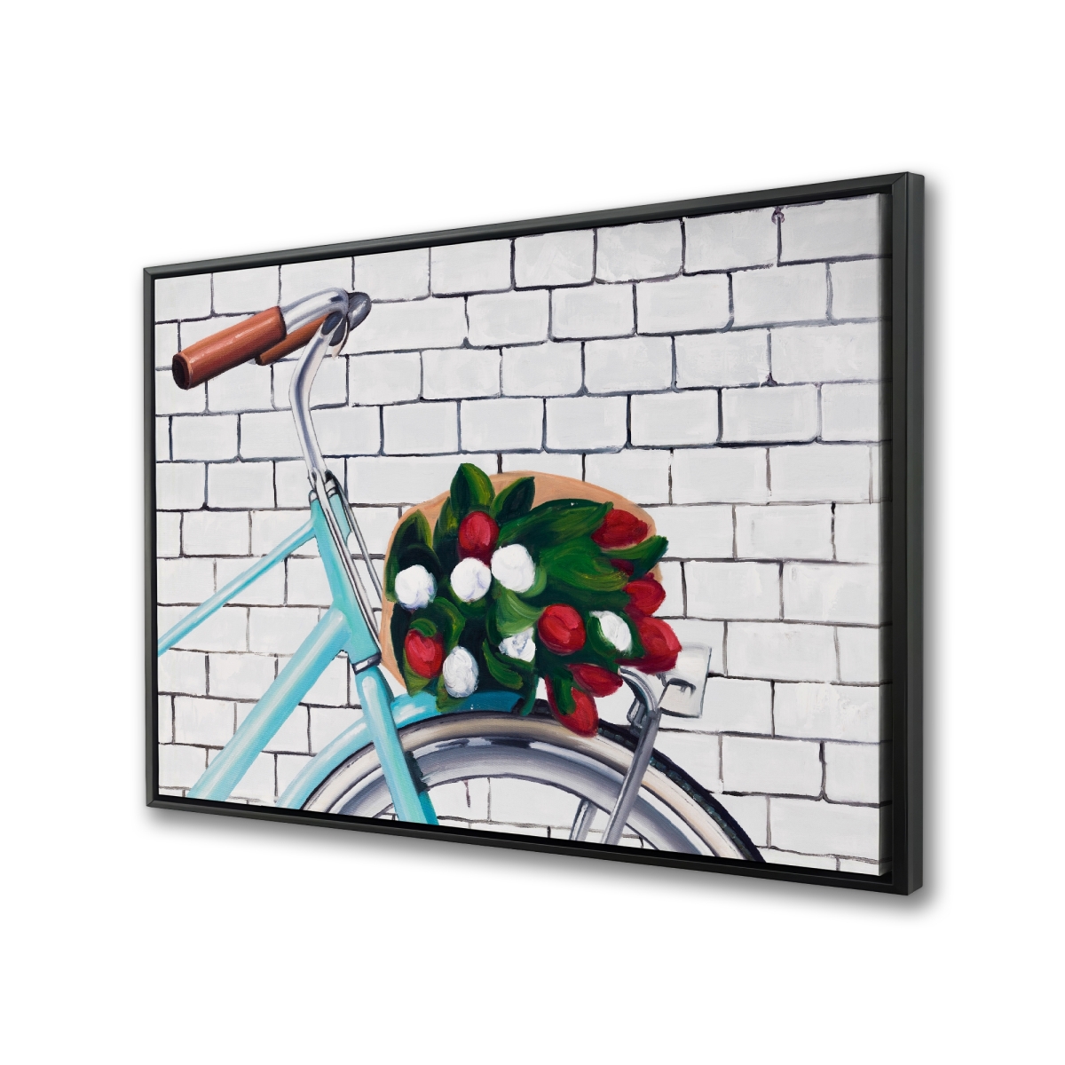 C1FC24363C1RGF 24 x 36 in. Bicycle with Tulips Canvas - Office Transportation Decor