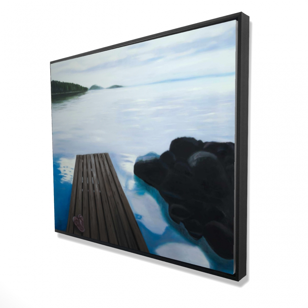 2081-4860-CO157 48 x 60 in. Evening on the Dock - Marine Bathroom Framed Canvas Decor