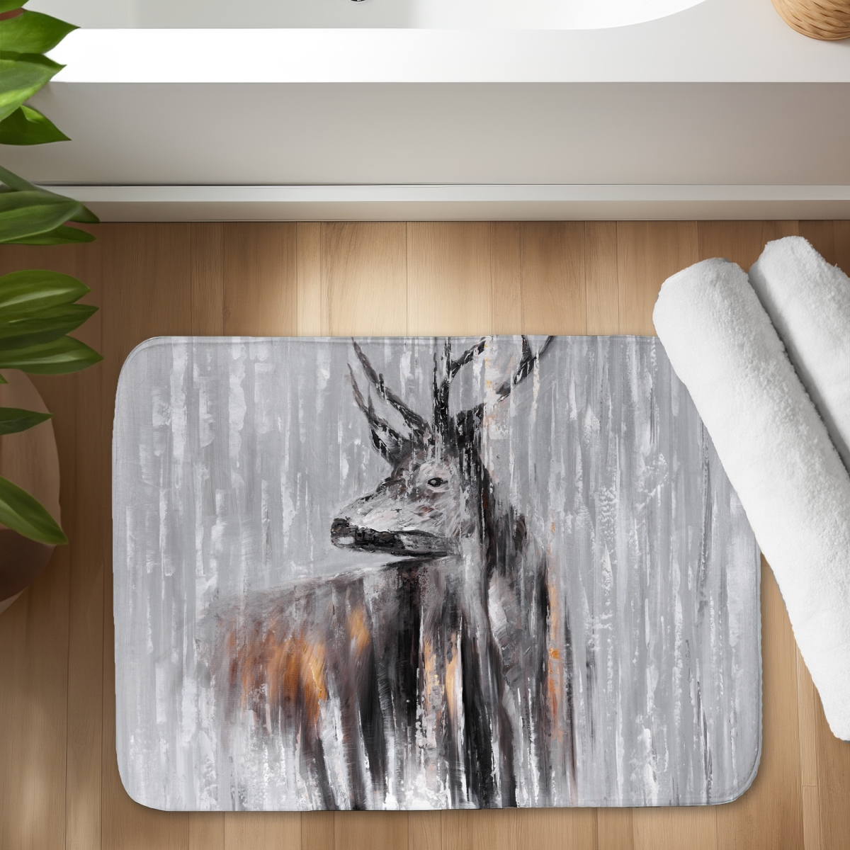 C1BM1724PE1HH2 17 x 24 in. Deer in the Forest Bath Mat - Rustic Home Decor for Office