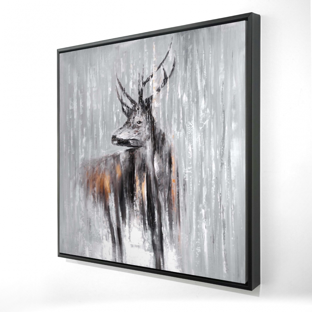 2081-3636-AN92-1 36 x 36 in. Deer in the Forest - Framed Canvas for Home Decor