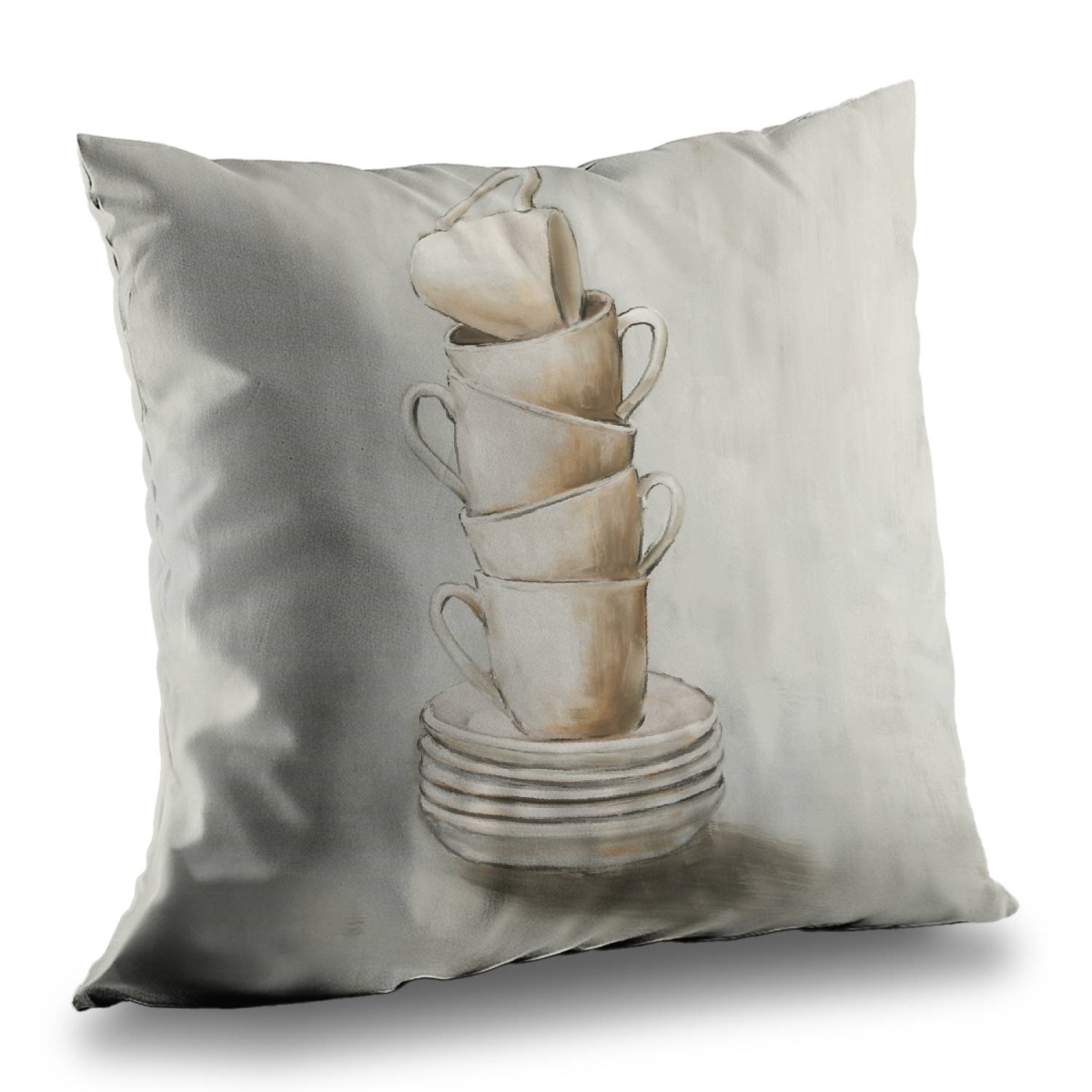 C1PT14140OML7K 14 x 14 in. Stacked Cups - Kitchen Contemporary Poly Twill Throw Pillow