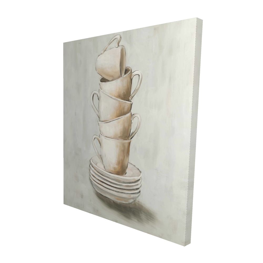 2080-6048-SL19 48 x 60 in. Stacked Cups - Gray Object Canvas for Stylish Home Decor