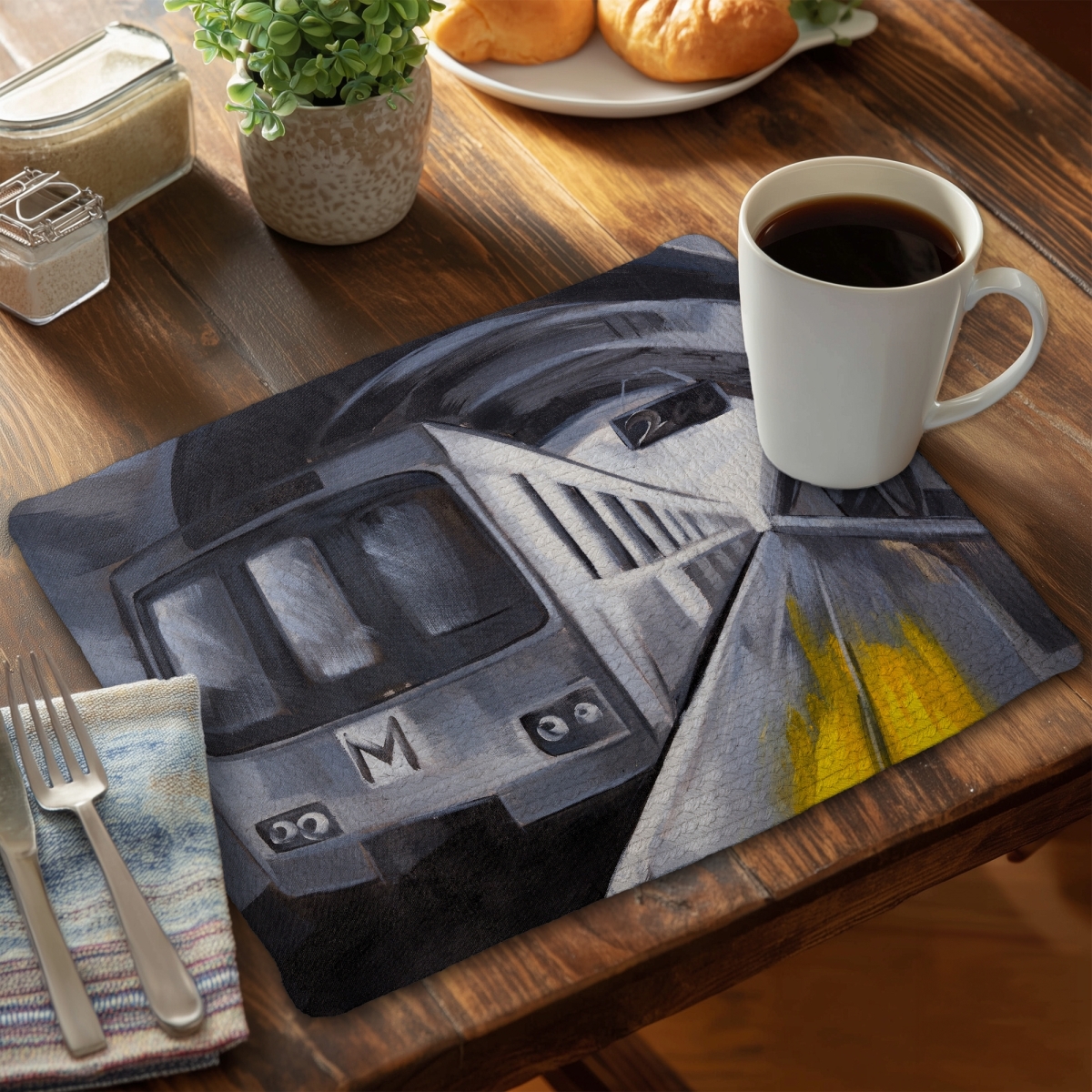 Picture of Begin Home Decor C6BP14183M0YIP 14 x 18 in. Subway Braided Polyester Placemat - Stylish Home Decor - Set of 6