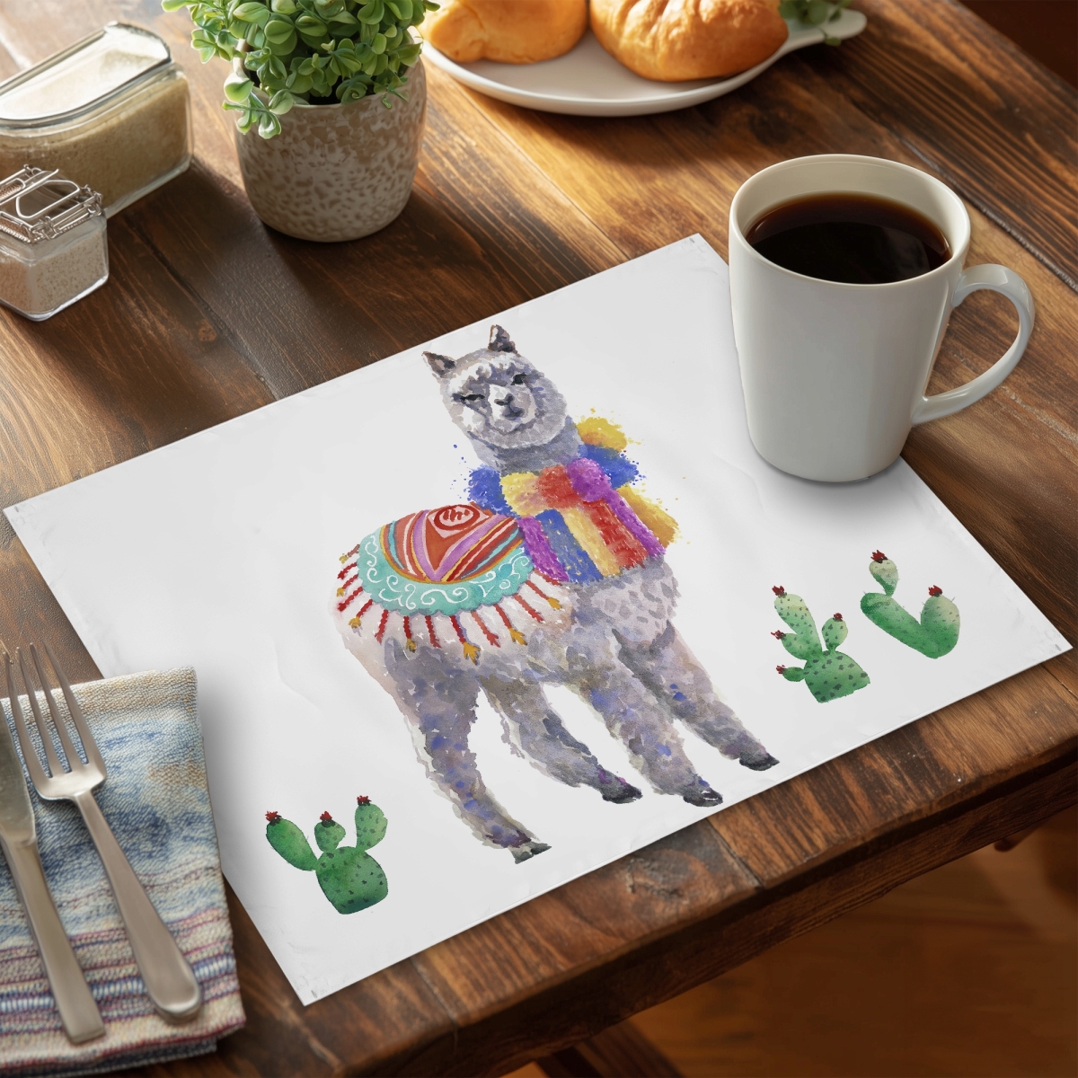 Picture of Begin Home Decor C4PP1418CLDW8X 14 x 18 in. Traditional Peruvian Lama Polyester Placemat - Home Decor - Set of 4