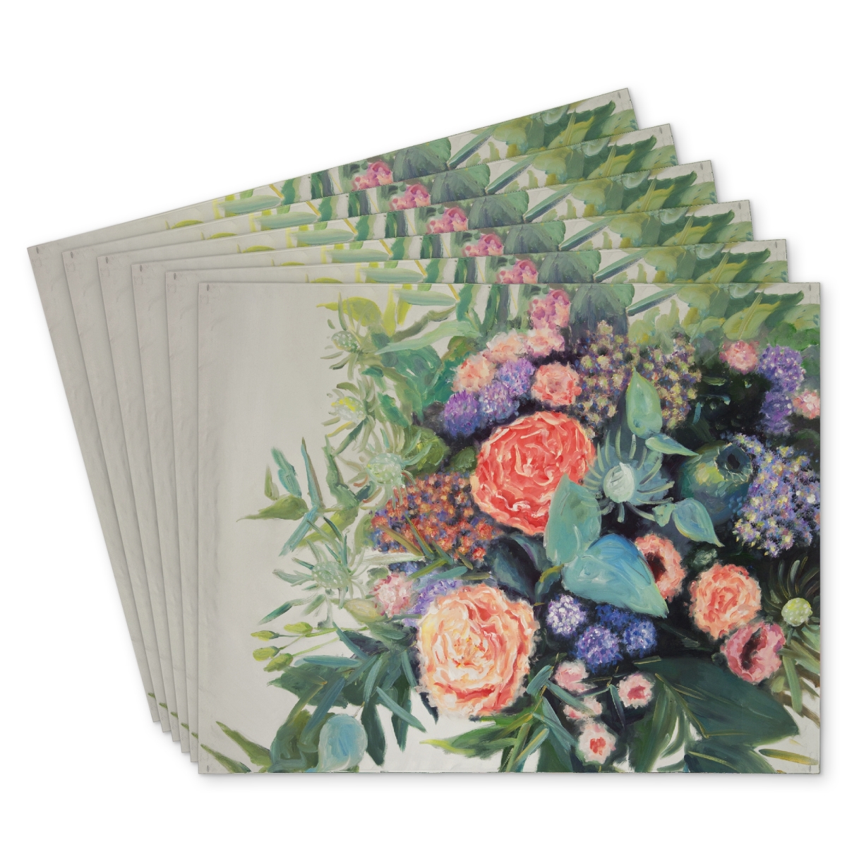 Picture of Begin Home Decor C6PP1418VV0MWQ 14 x 18 in. Flowers Melody Polyester Placemat - Home Decor Accent - Set of 6