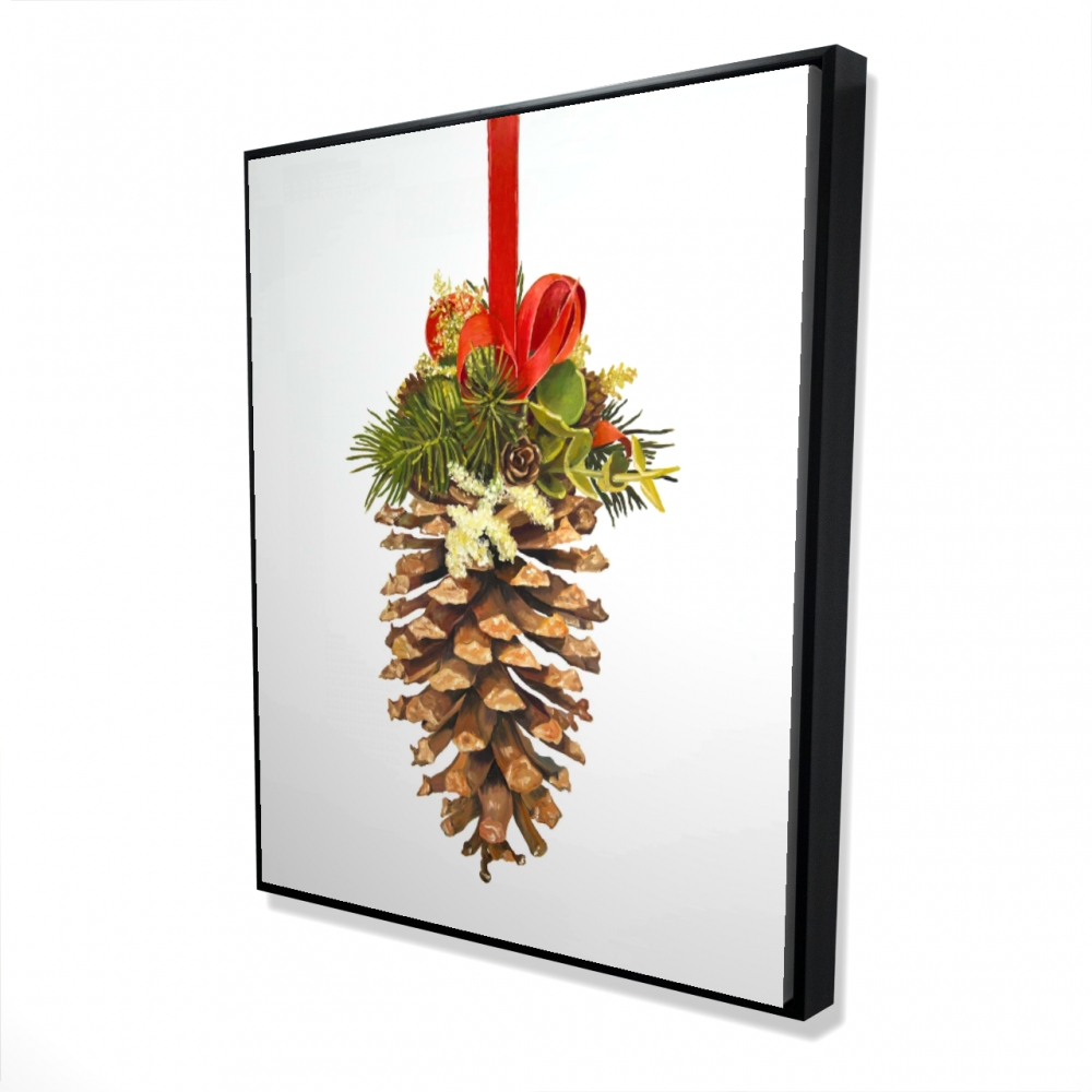 2081-6048-HO12 48 x 60 in. Christmas Pine Cone Canvas - Botanical Brown Framed Decor