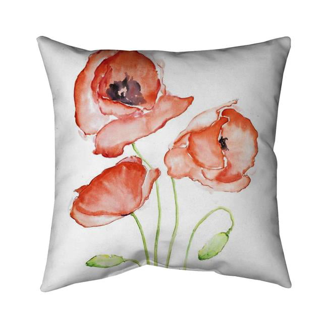 20 x 20 in. Watercolor Poppies-Double Sided Print Indoor Pillow