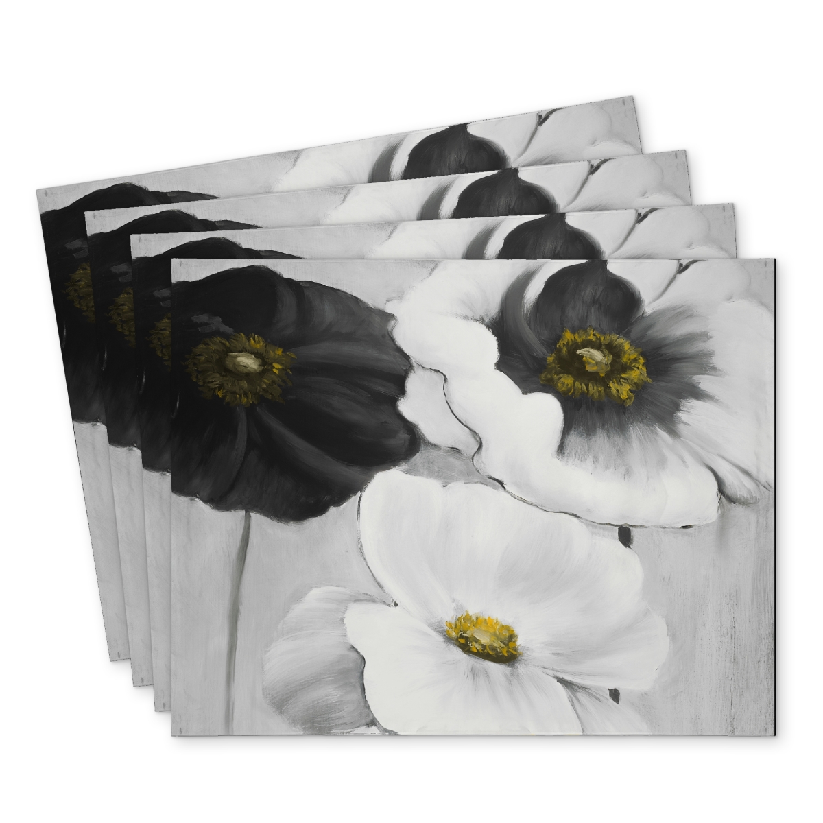 Picture of Begin Home Decor C4PP141890YTGU 14 x 18 in. Assorted White Flowers Polyester Placemat for Home Decor - Set of 4