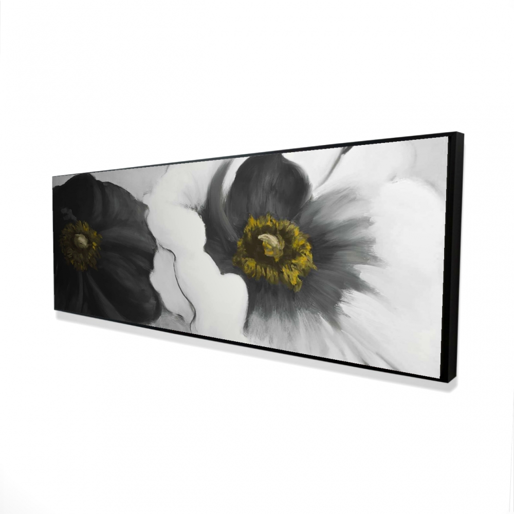 2081-2060-FL121 20 x 60 in. Assorted White Flowers - Botanical Gray Framed Canvas Decor