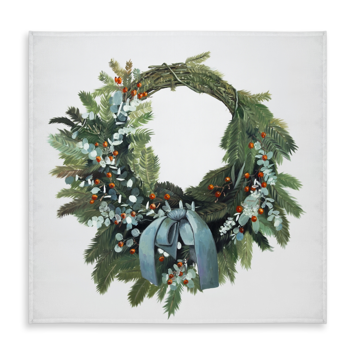 Picture of Begin Home Decor C1TC5858TEDKG5 58 x 58 in. Christmas Wreath Green Rustic Tablecloth - Indoor & Outdoor Decor