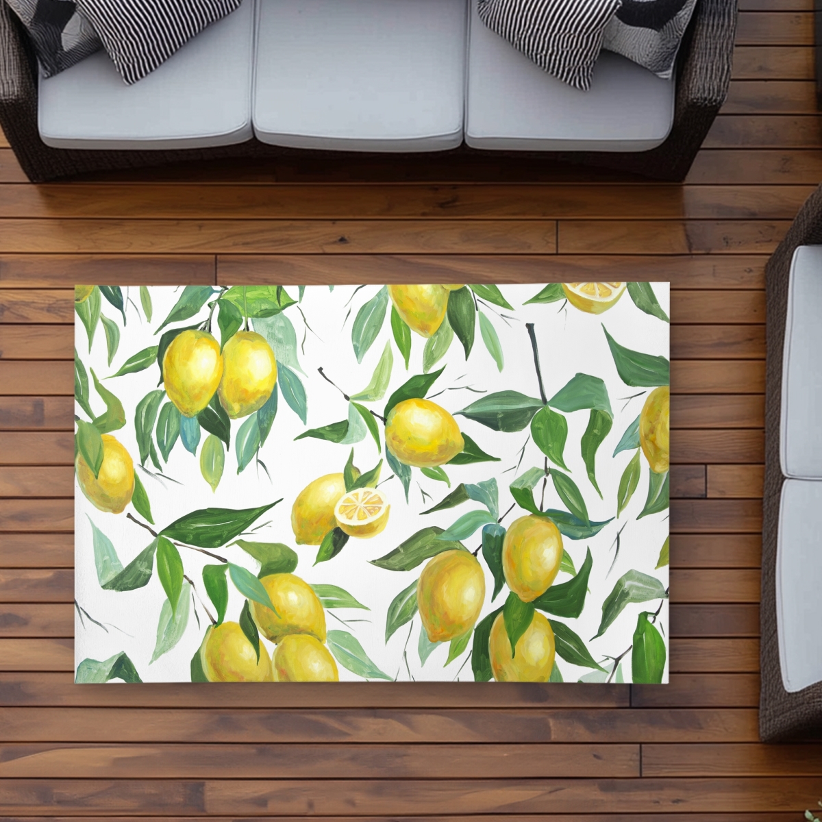 C1ROAR35LA5FZM 3 x 5 ft. Lemon Pattern Outdoor Area Rug - Kitchen Food Decor - Rectangle