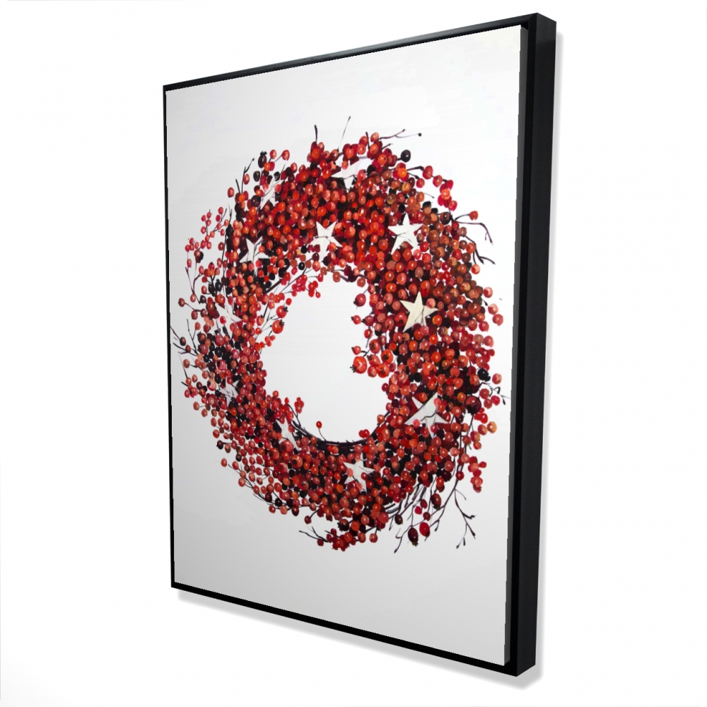 2081-4836-HO22 36 x 48 in. Red Berry Wreath - Framed Canvas for Home Decor - Food Livingroom
