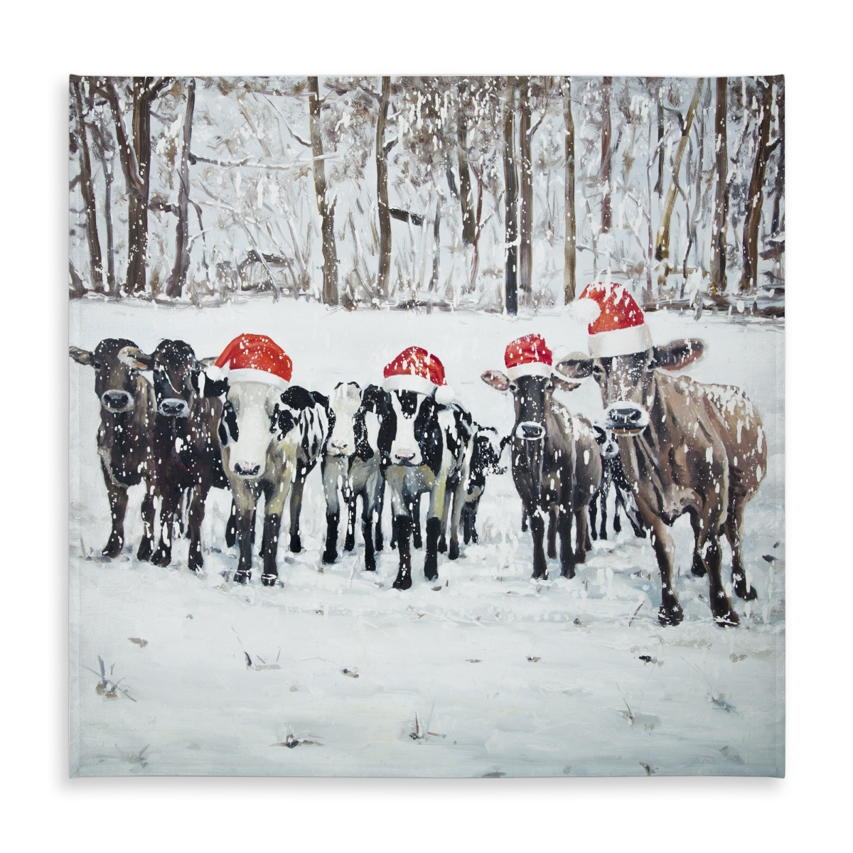 Picture of Begin Home Decor C1TC5858PCACDF 58 x 58 in. Curious Christmas Cows Tablecloth - Indoor & Outdoor Decor