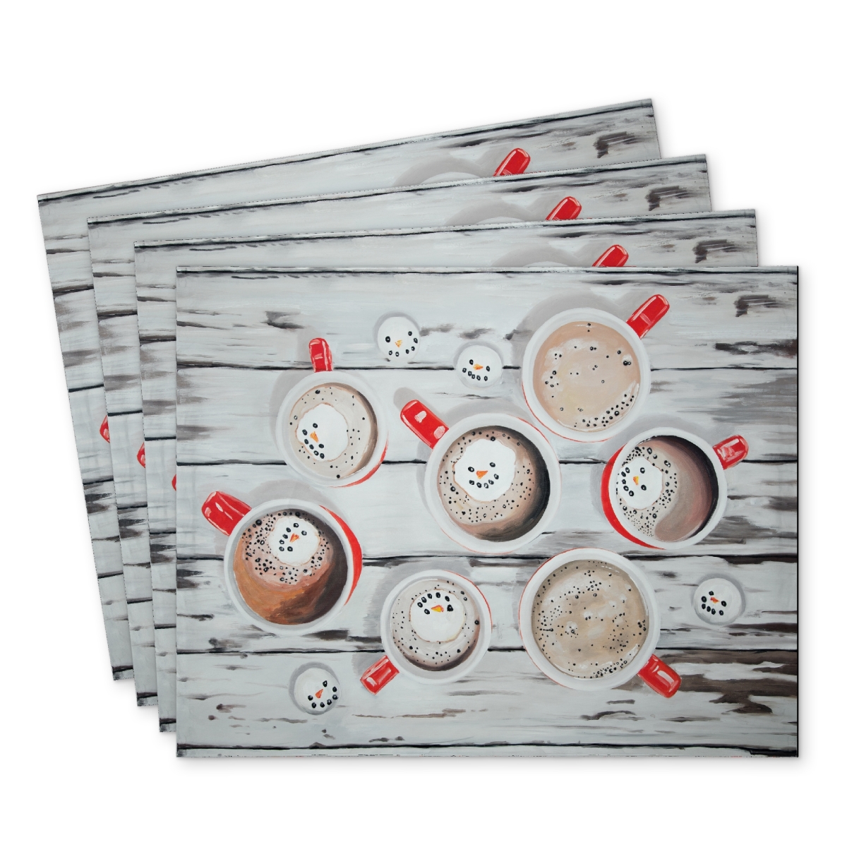 Picture of Begin Home Decor C4PP141872WSGE 14 x 18 in. Holiday Hot Chocolate Polyester Placemat - Home Decor Delight - Set of 4