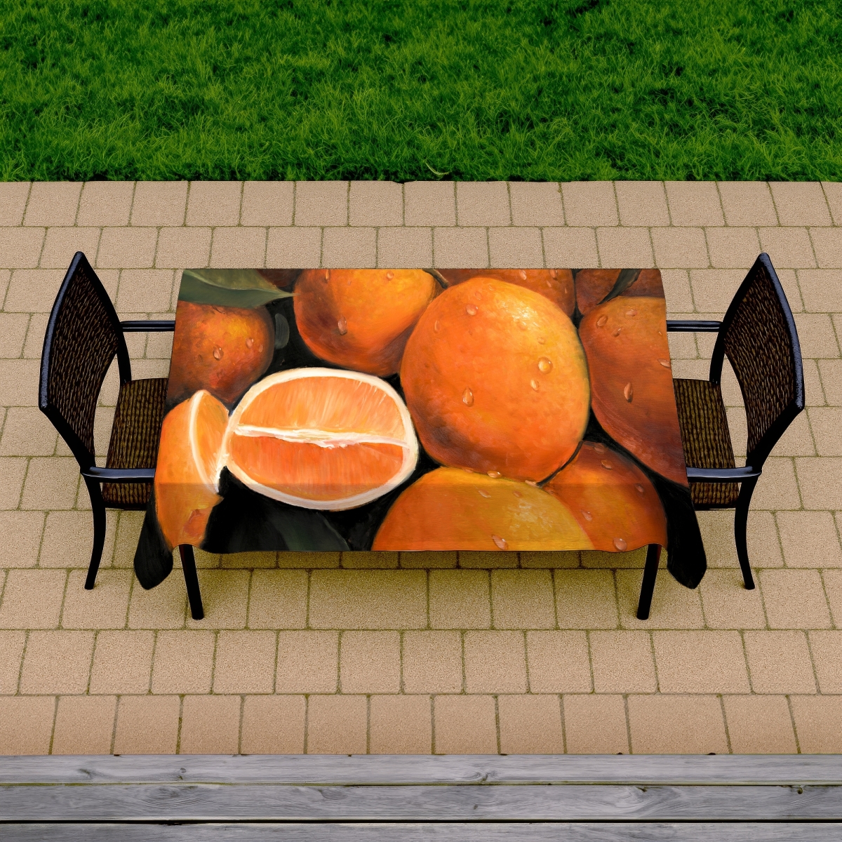 Picture of Begin Home Decor C1TCLRGEYGPKEV 58 x 102 in. Fresh Oranges Tablecloth - Kitchen & Outdoor Decor Essential