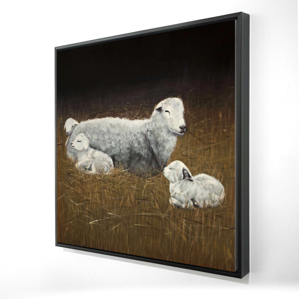 2081-2424-AN509 24 x 24 in. Rustic Farm Animals Canvas - Sheep & Lambs Home Decor