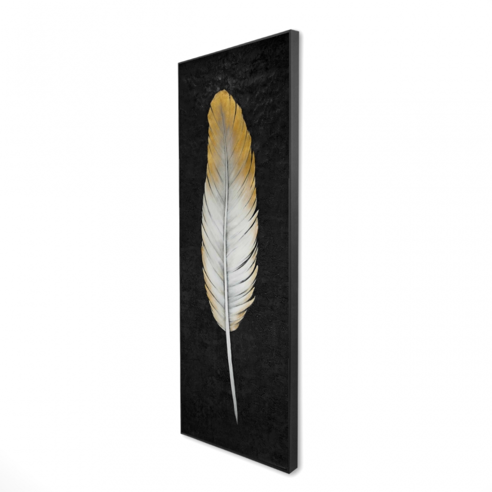 2081-6020-AN487 20 x 60 in. Golden Feather - Animals Black Framed Canvas Home Decor