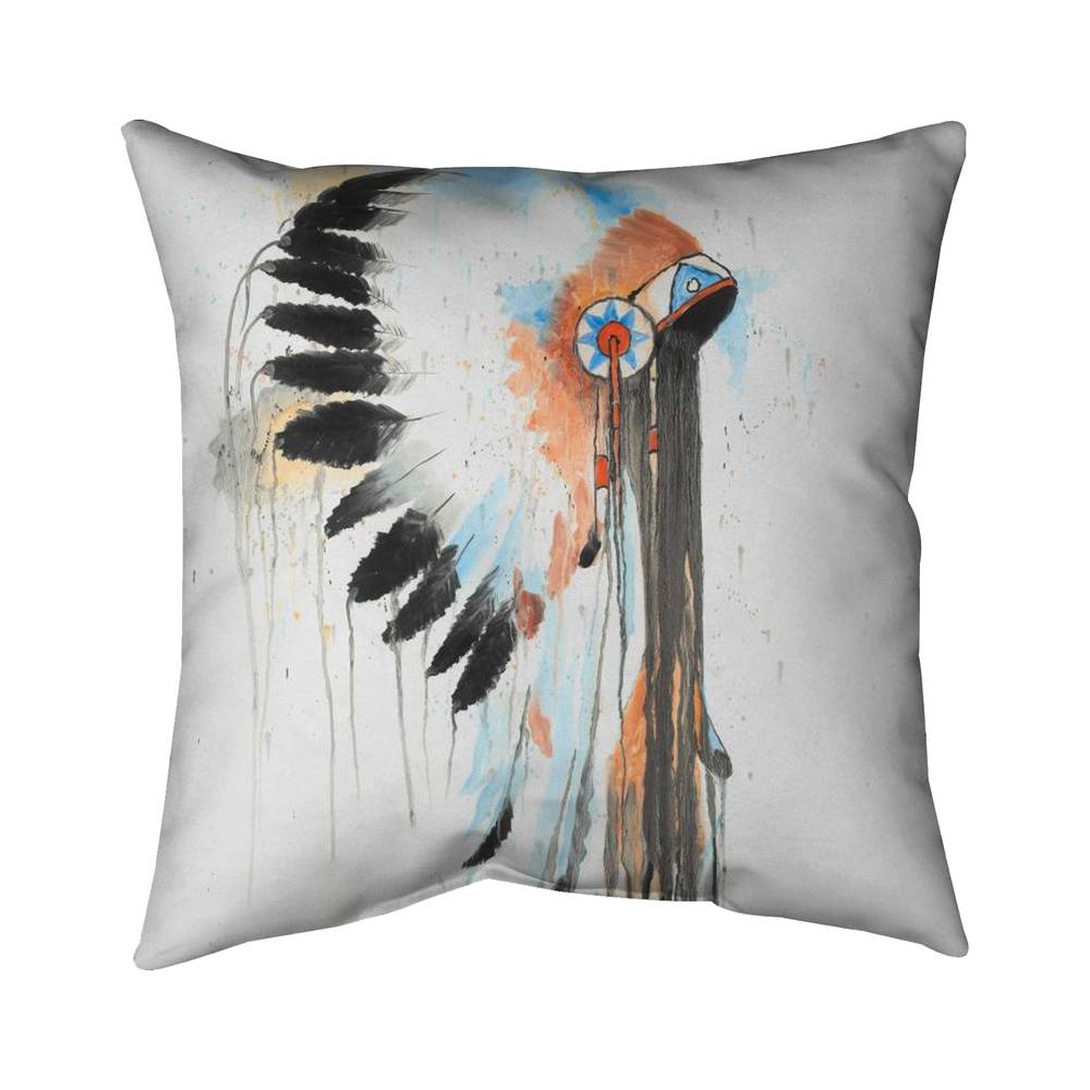 5543-2626-MI59 26 x 26 in. Indian War Bonnet - Feathers Miscellaneous Poly Twill Throw
