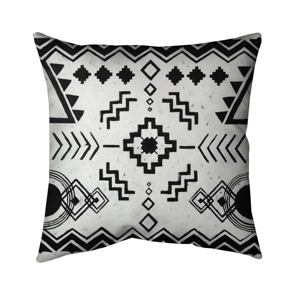 5543-2626-PA8 26 x 26 in. Ethnic Patterns Black & White Poly Twill Throw for Home Decor