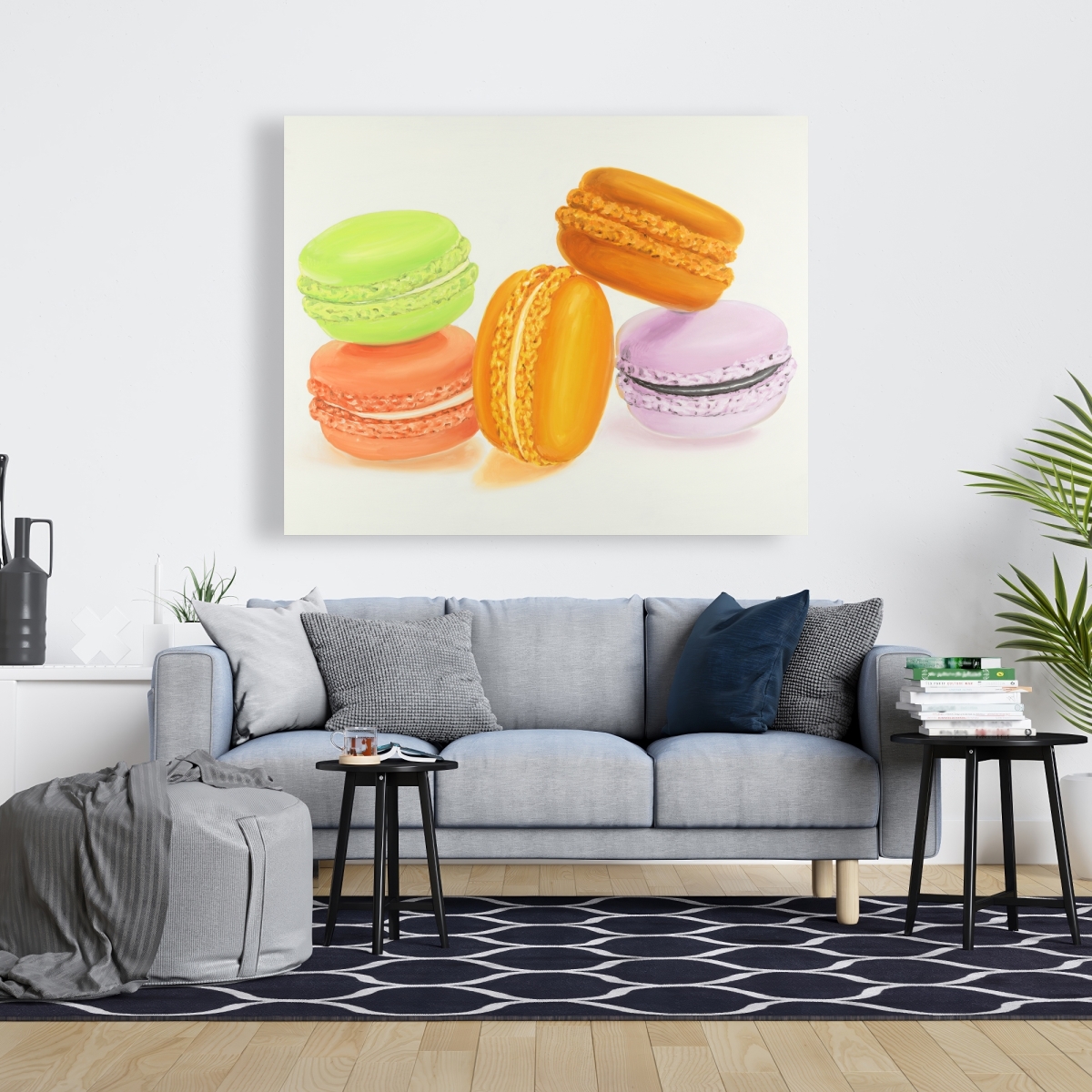 C1RC4860E0Z77U 48 x 60 in. Small Bites of Macaroons - Hyperrealist Kitchen Canvas Decor