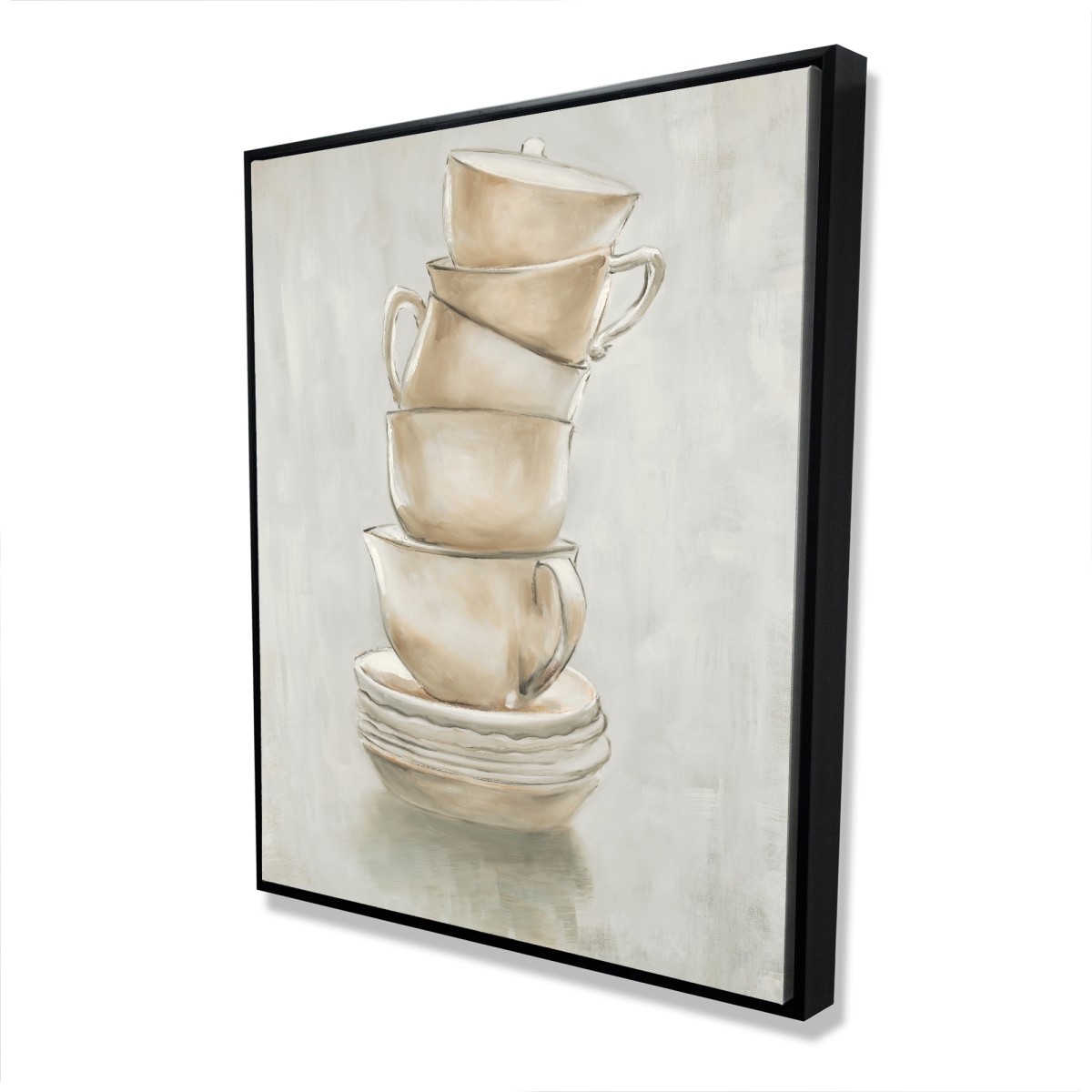 C1FC4860WB8DRB 48 x 60 in. Coffee Mugs - Contemporary Beige Framed Canvas Home Decor