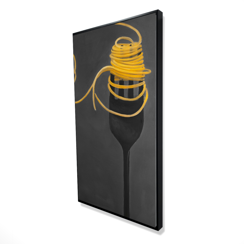 2081-4824-GA47 24 x 48 in. Spaghetti Pasta Around a Fork - Contemporary Framed Canvas Decor