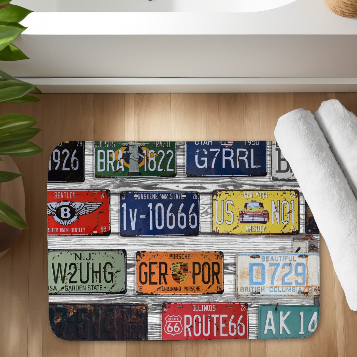C1BM17249EGAKB 17 x 24 in. Number Plates Man Cave Bath Mat - Unique Home Decor