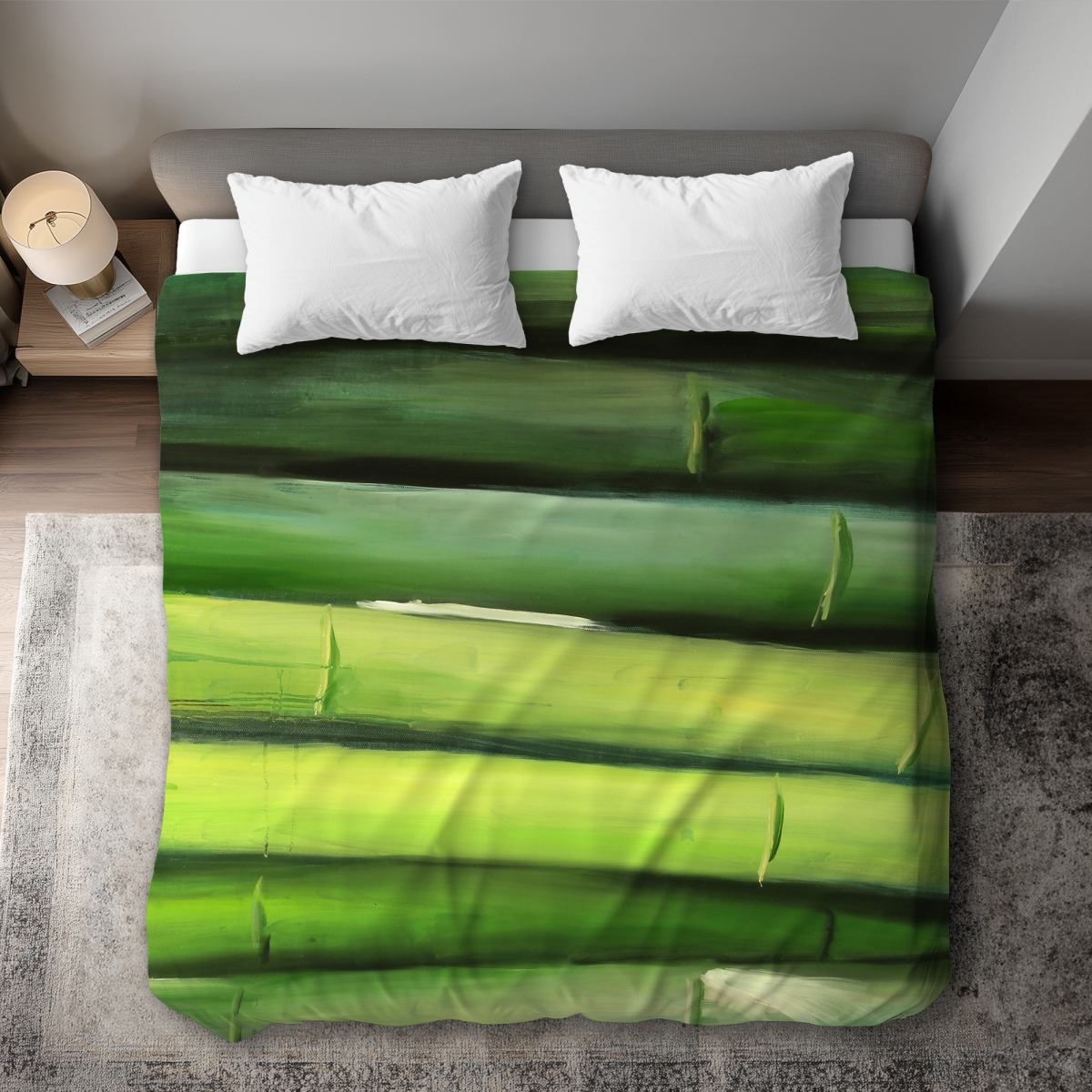 C1DCKSW0EP4CL2 King Size Green Bamboo Hyperrealist Duvet Cover - Home Decor