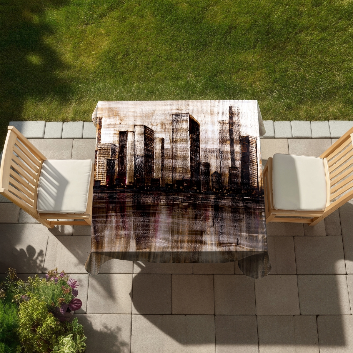 Picture of Begin Home Decor C1TC585897RM81 58 x 58 in. Sketch of the City Tablecloth - Indoor & Outdoor Home Decor