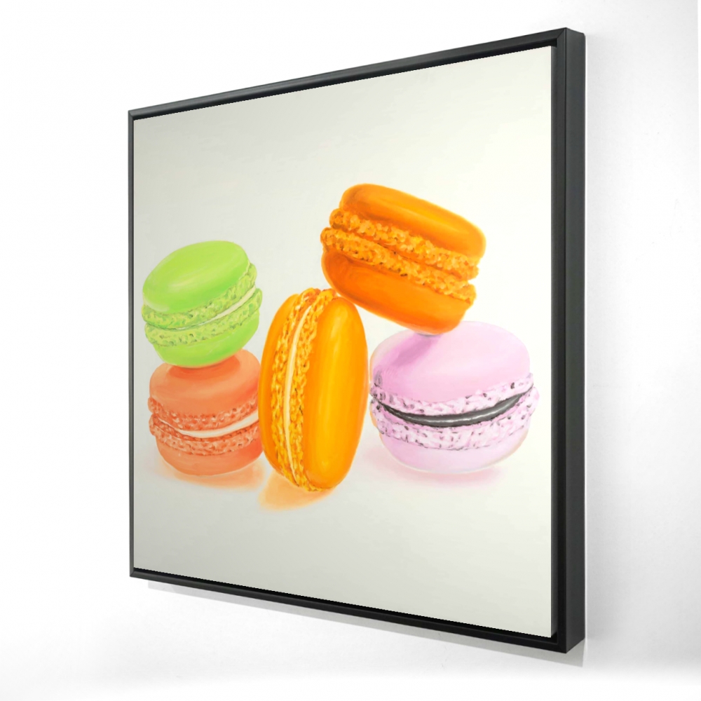 2081-3636-GA64 36 x 36 in. Small Bites of Macaroons - Still Life Kitchen Framed Canvas
